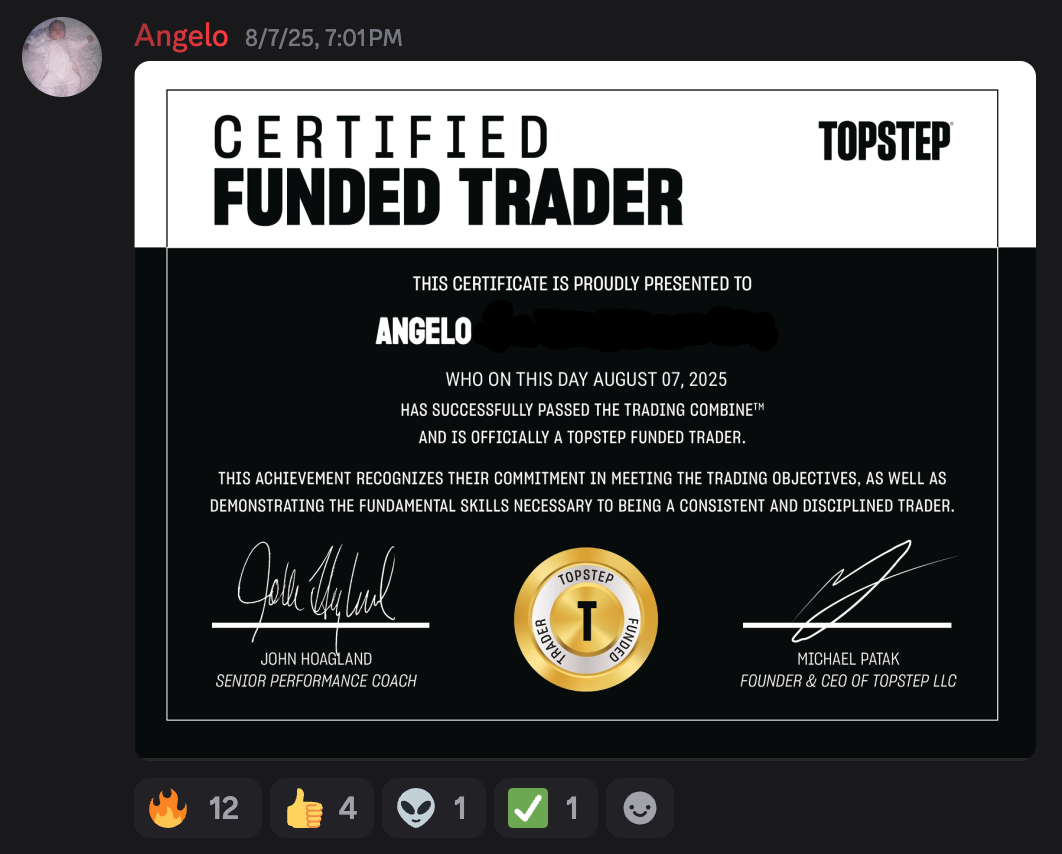 Tom Trades student testimonial 14